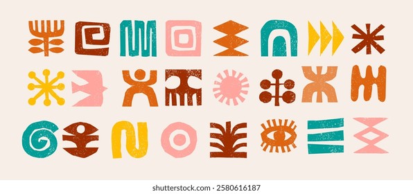 Hand drawn African, Mexican, Aztecs tribal elements collection. Ethnic vector design.