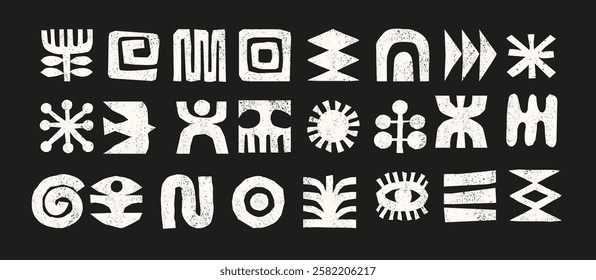 Hand drawn African, Mexican, Aztecs tribal elements collection. Ethnic vector design.