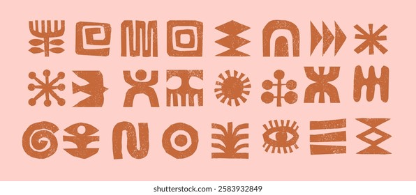 Hand drawn African, Mexican, Aztecs tribal elements collection. Ethnic vector design.