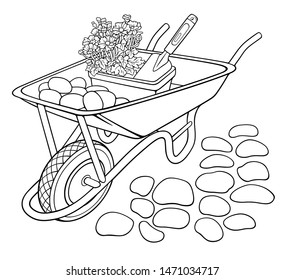 Hand drawn agricultural tools. Cartoon vector isolated abstract object.