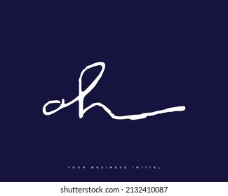 Diseño De Logotipo Inicial De AH Dibujado A Mano. Logotipo o símbolo de firma inicial A y H