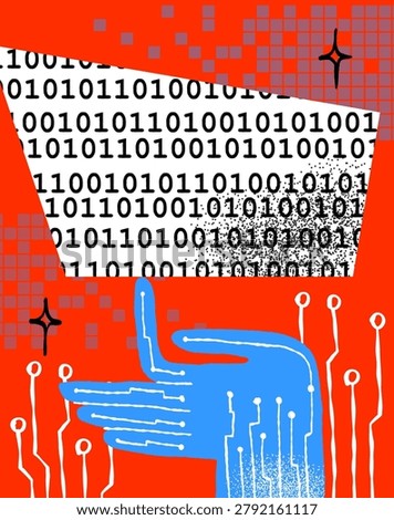 Hand Drawn AI Technology and Digital Intelligence Concept Vector Illustration poster