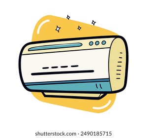 Hand drawn air conditioner. Cartoon style vector illustration