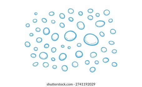 Hand drawn air water bubble on white background. soap foam, oxygen, water drops. vector illustration