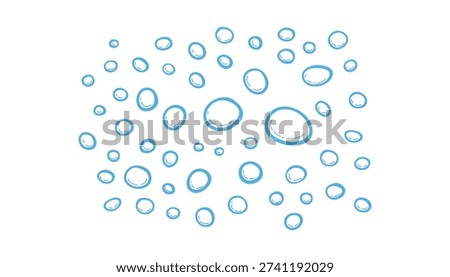 Hand drawn air water bubble on white background. soap foam, oxygen, water drops. vector illustration