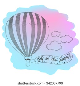 Hand drawn airballoon design with quote 