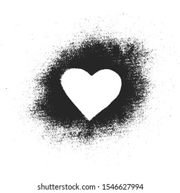 Hand drawn airbrush love border for text box. Heart banner made of spray paint. Grunge background for valentines day. Vector isolated illustration.