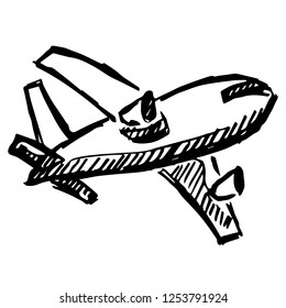 Hand Drawn Airplane Aircraft Travel Transportation for Graphic Design, Shirt, Background, Logo, Icon and Template. Vector Illustration EPS10