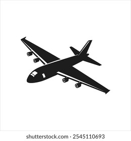 Hand drawn airplane outline illustration, vector, silhouette, colorful design 