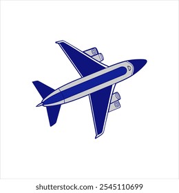 Hand drawn airplane outline illustration, vector, silhouette, colorful design 