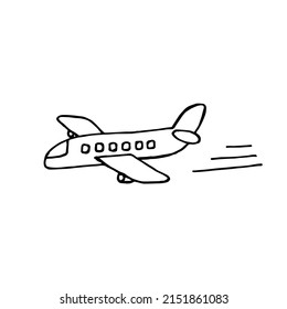 Hand Drawn Airplane. Vector Illustration. Silhouette