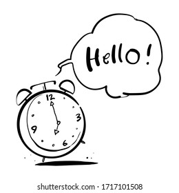 hand drawn of alarm clock 