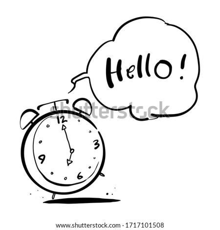 hand drawn of alarm clock 