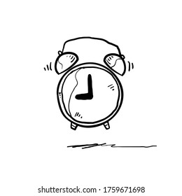 hand drawn Alarm clock at 9 morning or night continuous one line drawing minimalist design on white background. doodle