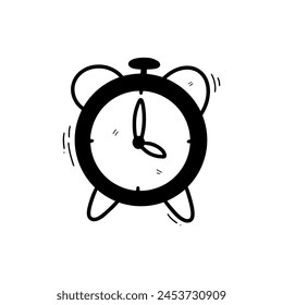 Hand Drawn Alarm Clock. Doodle Vector. Isolated on White Background - EPS 10 Vector