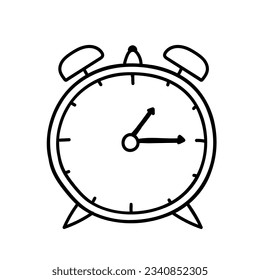 Hand drawn alarm clock on a white background.