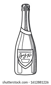 Hand drawn alcohol bollte. Vector sketch of a bottle isolated on white.