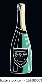 Hand drawn alcohol bollte. Vector sketch of a bottle isolated on white.