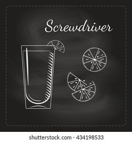 Hand drawn alcohol cocktail on a blackboard. Vector illustration