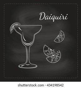 Hand drawn alcohol cocktail on a blackboard. Vector illustration