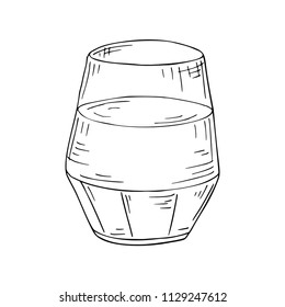 Hand drawn alcohol drink. Sketch cocktail for bar or pub menu. Vector illustration