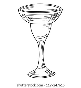 Hand drawn alcohol drink. Sketch cocktail for bar or pub menu. Vector illustration