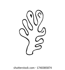 Hand drawn alga, sea plants and aquarium seaweed silhouette set. Vector illustration isolated on a white background.