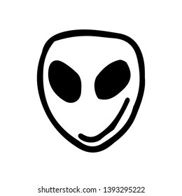 Hand Drawn alien doodle. Sketch style icon. Decoration element. Isolated on white background. Flat design. Vector illustration.