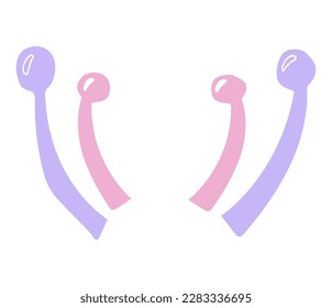 Hand drawn alien horns in doodle style. Vector illustration for creating funny collages of photos of friends.