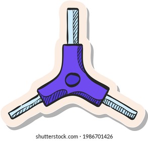 Hand drawn Allen key icon in sticker style vector illustration