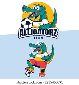 hand drawn alligator logo template design