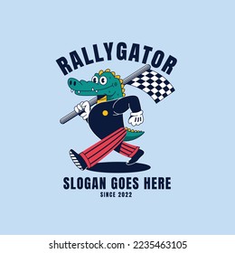 hand drawn alligator logo template design