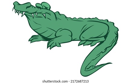 Hand Drawn Alligator Vector Illustration. Crocodile Isolated On A White Background
