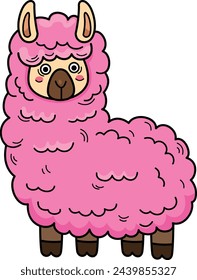 Hand drawn alpaca character illustration, vector
