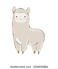 Hand Drawn Alpaca Vector Illustration