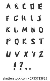 Hand drawn alphabet, abc, isolated on white background stock vector illustration. Design elements. Modern geometric script, font. Stylish collection of letters.