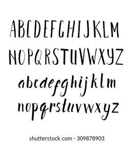  Hand Drawn Alphabet. Brush Painted Letters Made In Vecto.