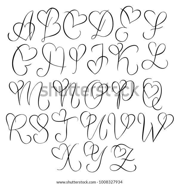 Verbazingwekkend Hand Drawn Alphabet Calligraphy Letters Heart stockvector UT-67