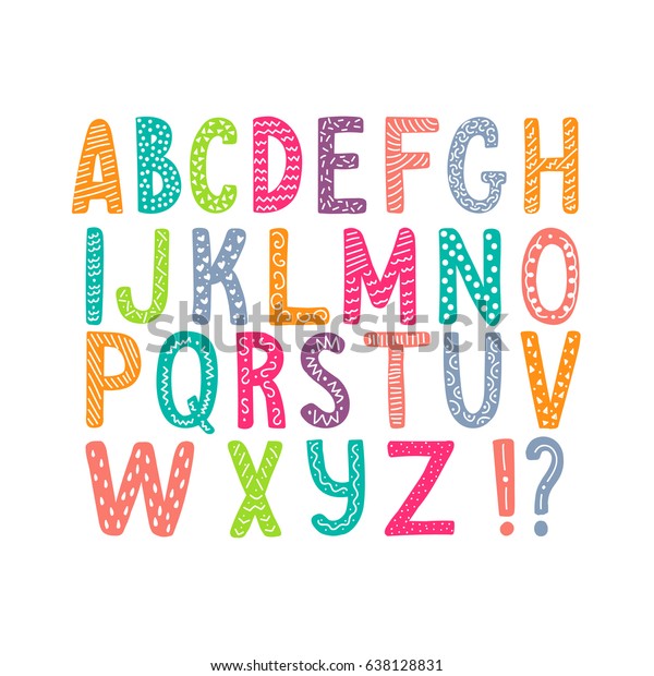 Hand Drawn Alphabet Colorful Playful Alphabet Stock Vector (Royalty ...