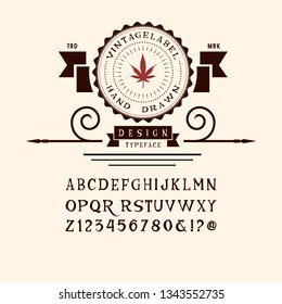 Hand drawn  alphabet. Custom handwritten serif typeface. Hand drawn Letters and Numbers. Drawn lettering and custom typography for your designs. Vector illustration.