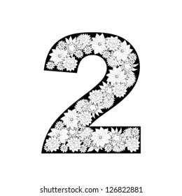 Hand drawn alphabet design. Digit 2