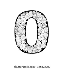 Hand drawn alphabet design. Digit 0