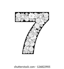 Hand drawn alphabet design. Digit 7