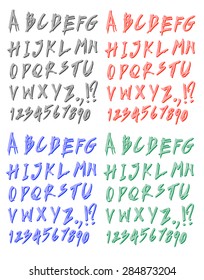 Hand drawn alphabet design, scratched style, horror style