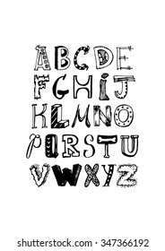 hand drawn alphabet design. vector illustration