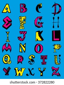 hand drawn alphabet design. vector illustration