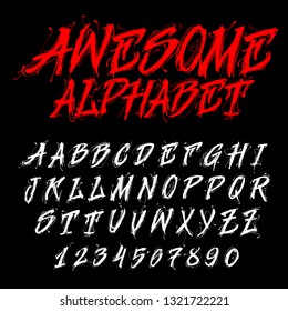 Hand drawn alphabet. Dirty font. Typography for labels, headlines, posters etc