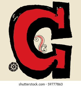 hand drawn alphabet, doodle C