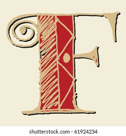 hand drawn alphabet, doodle F