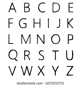 hand drawn alphabet doodle isolated on white